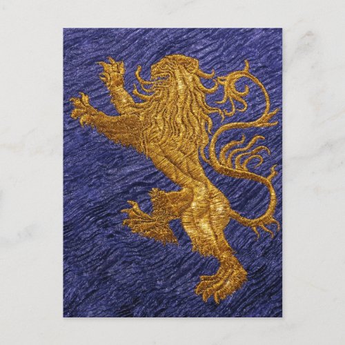 Rampant Lion _ gold on blue Postcard