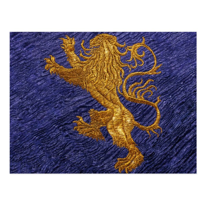 Rampant Lion   gold on blue Postcard