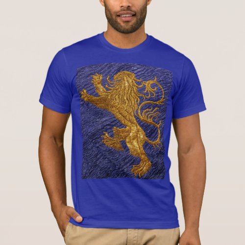 Rampant Lion _ gold on blue T_Shirt