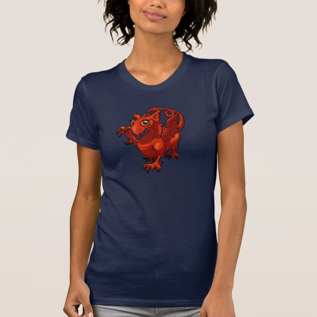 Rampant Little Welsh Baby Red Dragon Cartoon T-Shirt (Front)