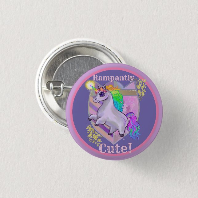 Rampantly Cute Unicorn Button (Front & Back)