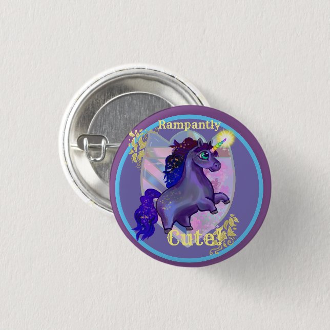 Rampantly Cute Unicorn  Button (Front & Back)