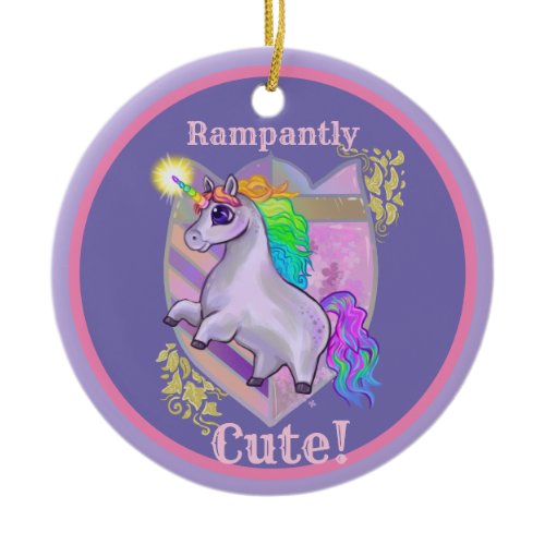 Rampantly Cute Unicorn Ceramic Ornament