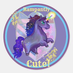 Rampantly Cute Unicorn Classic Round Sticker