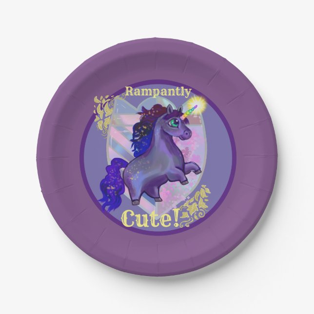 Rampantly Cute Unicorn  Paper Plates (Front)