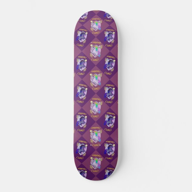 Rampantly Cute Unicorn Pattern  Skateboard (Front)