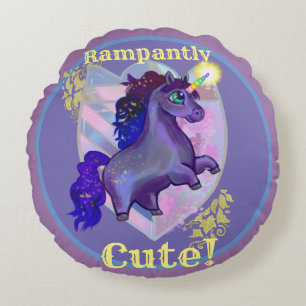 Rampantly Cute Unicorn Round Pillow