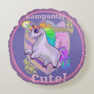 Rampantly Cute Unicorn Round Pillow