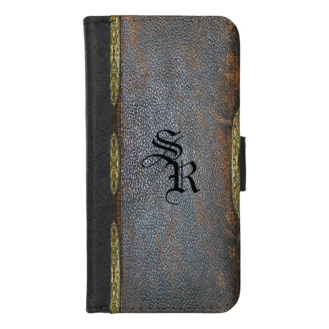 Rampart Gothic Book Style unique monogram iPhone Wallet Case (Front)
