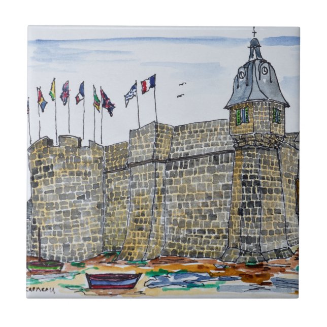 Ramparts  & Gate of Concarneau | Brittany, France Tile (Front)