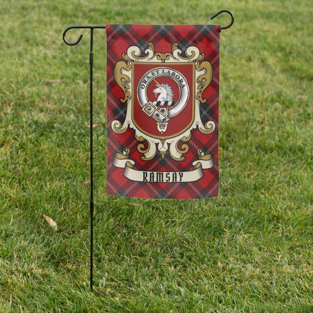 Ramsay Clan Badge & Tartan Personalized Garden Flag (In SItu)