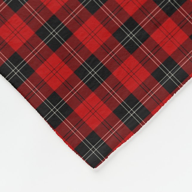 Ramsay Clan Black and Red Tartan Fleece Blanket (Corner)