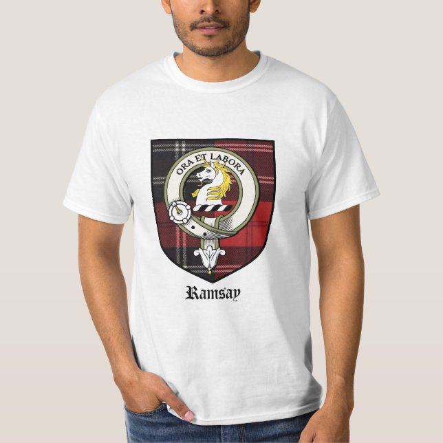 Ramsay Clan Crest Badge Tartan T-Shirt (Front)