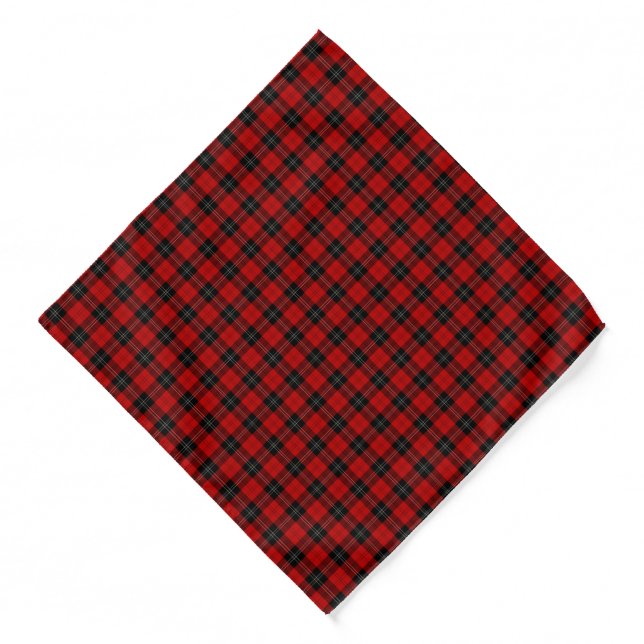 Ramsay Clan Tartan Black and Red Plaid Bandana (Front)