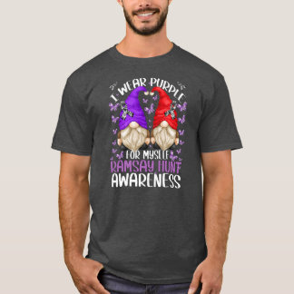 Ramsay Hunt Syndrome Awareness Gnome Wear Purple T-Shirt