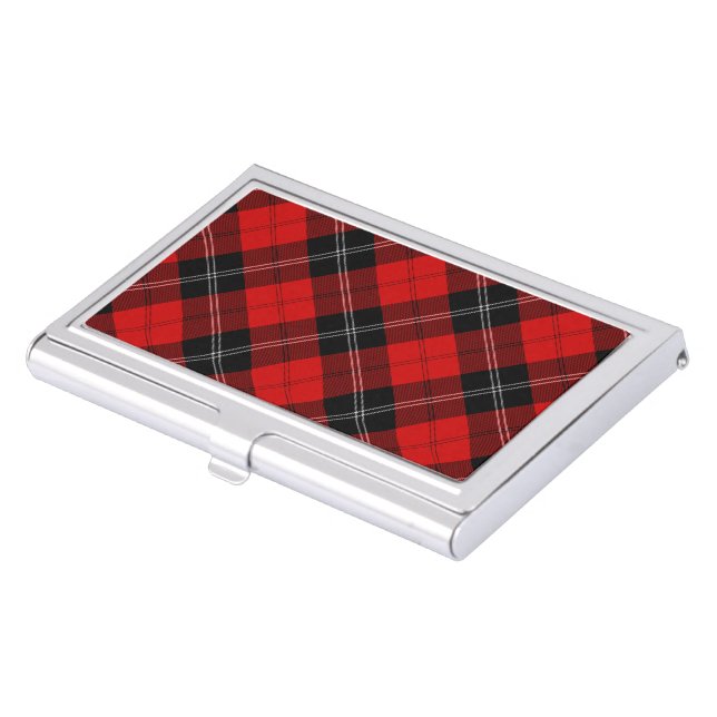 Ramsay tartan red black plaid business card case (Front)