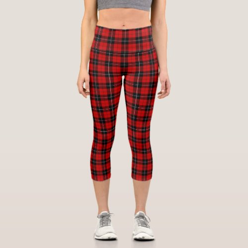 Ramsay tartan red black plaid capri leggings