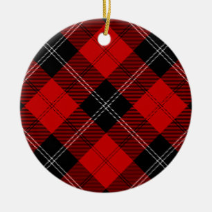 Ramsay tartan red black plaid ceramic ornament