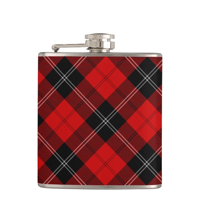 Ramsay tartan red black plaid flask (Front)
