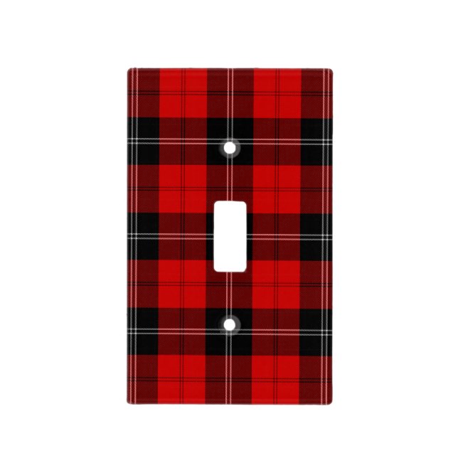 Ramsay tartan red black plaid light switch cover (Front)