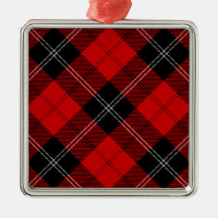 Ramsay tartan red black plaid metal ornament