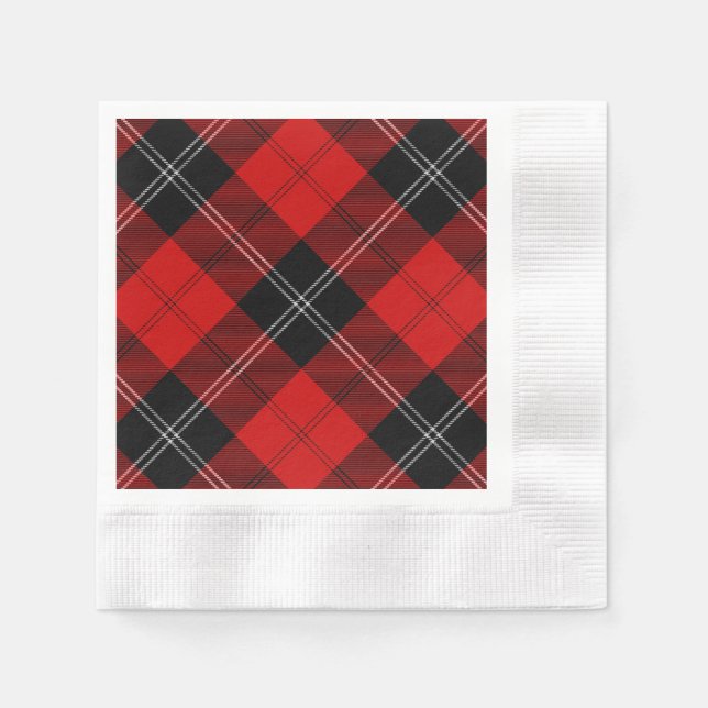 Ramsay tartan red black plaid napkins (Front)