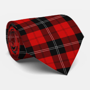 Ramsay tartan red black plaid neck tie
