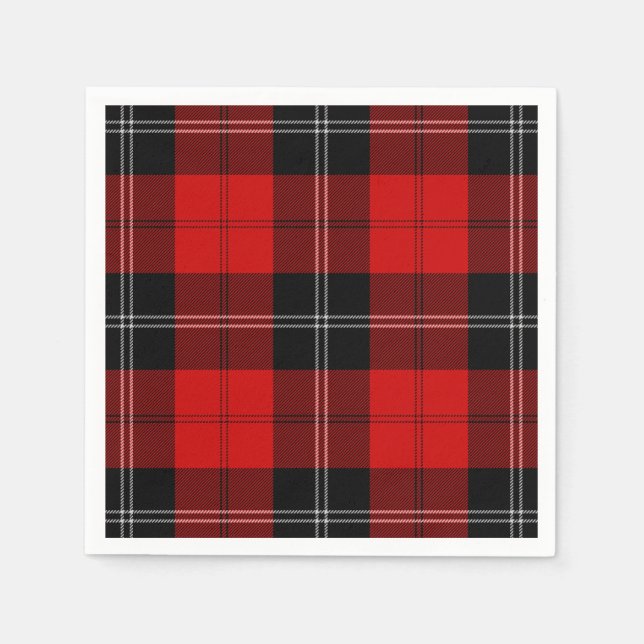 Ramsay tartan red black plaid paper napkins (Front)