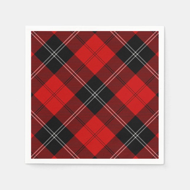 Ramsay tartan red black plaid paper napkins (Front)