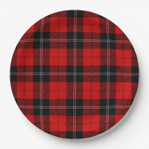 Ramsay tartan red black plaid paper plates