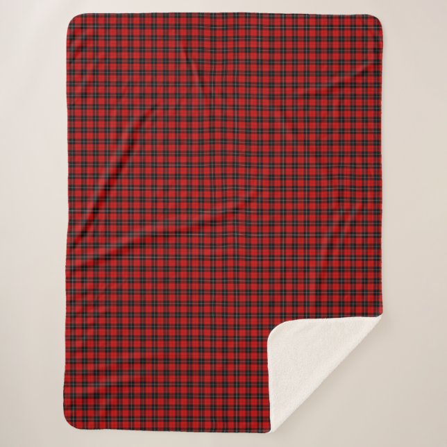Ramsay tartan red black plaid sherpa blanket (Front)