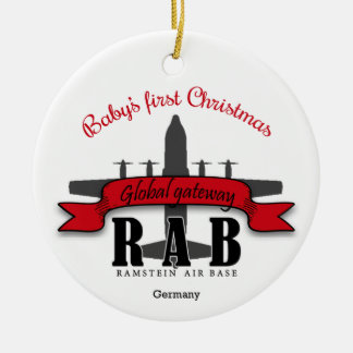 Ramstein Air Base Baby's First Christmas Ceramic O Ceramic Ornament