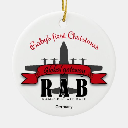 Ramstein Air Base Babys First Christmas Ceramic O Ceramic Ornament