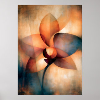 Ran Orchid Cubist Floral Abstraction Poster