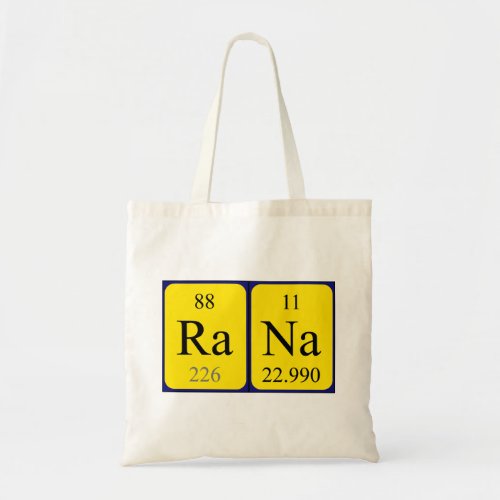 Rana periodic table name tote bag