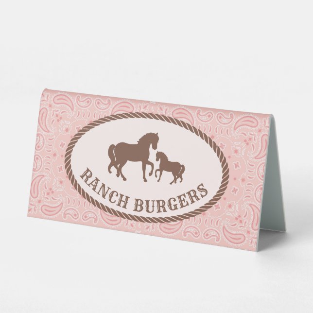 Ranch Burgers | Cowgirl Party | Table Tent Sign (Front)