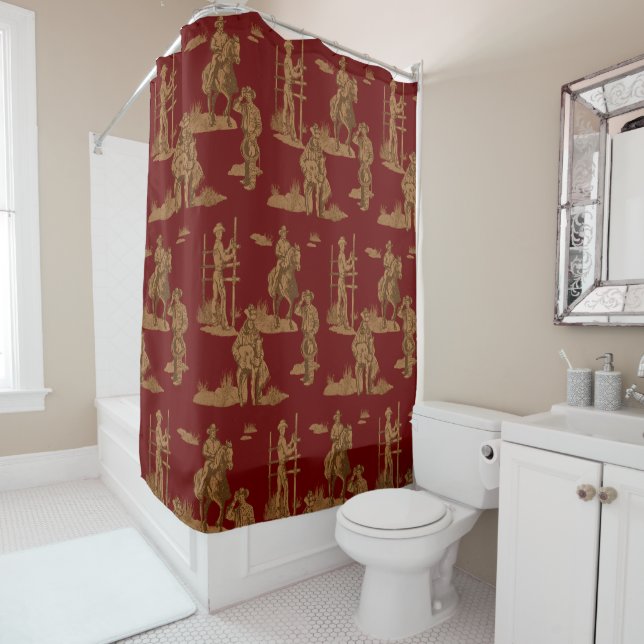 Ranch Cowboys Horse Calf Fence Throw Pillow Shower Curtain (In Situ)