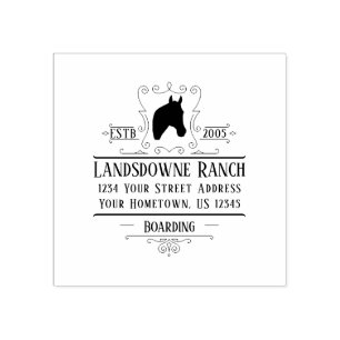 Ranch Horse Head Silhouette Return Address Rubber Stamp