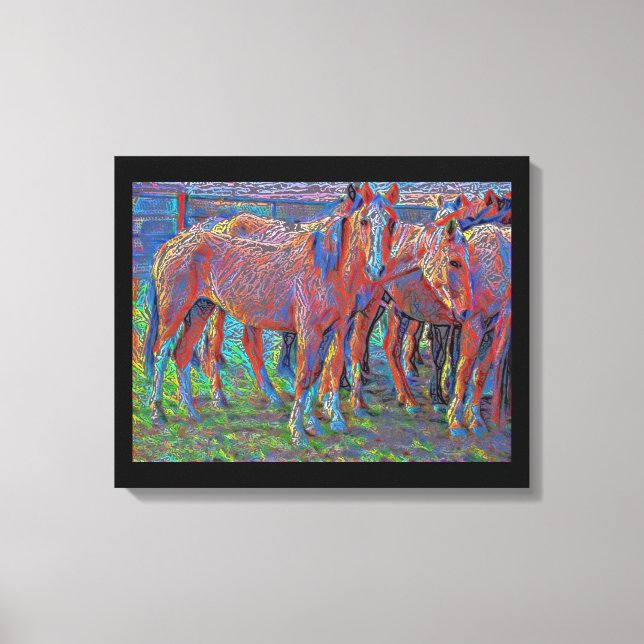 Ranch Horses Abstract Original Art Canvas Print (Front)