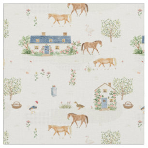 Ranch house  Enchanted cottagecore horse farm barn Fabric