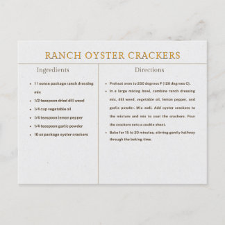 Ranch Oyster Crackers Recipe Thanksgiving Food Postcard