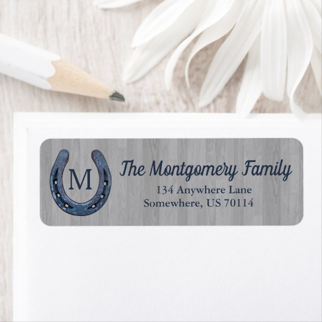 Ranch Rustic Farmhouse Horseshoe & Barn Wood Label (Insitu)