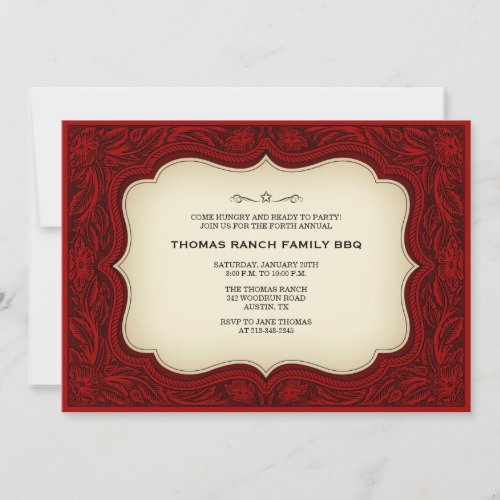 Ranch Style Maroon Western Invitations