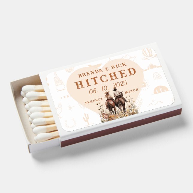 Ranch Wedding Hitched Customized Matchboxes (Front Open)