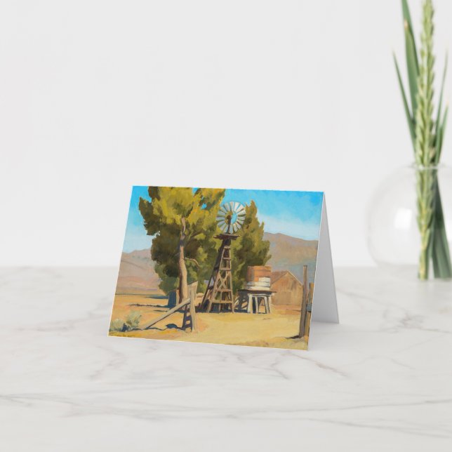 Ranch Windmill, Carson, Nevada by Maynard Dixon Letterpress Thank You Card (Front)