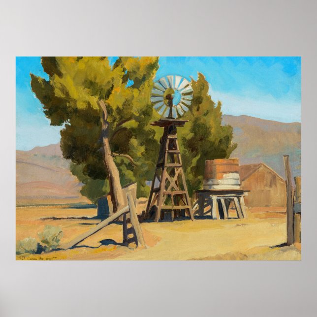 Ranch Windmill, Carson, Nevada by Maynard Dixon Poster (Front)