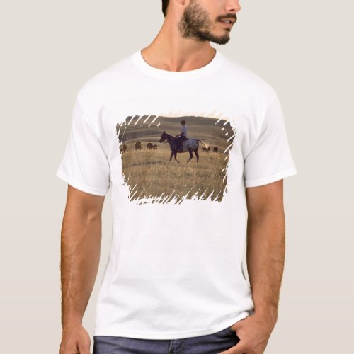 Rancher Buck Holmes riding a horse looking T_Shirt