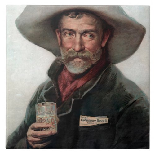 Ranchero Old West Cowboy w Wiedemann Beverage Ceramic Tile