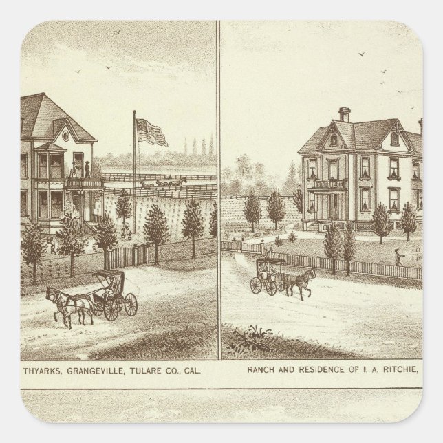 Ranches, Grangeville, Cal Square Sticker (Front)