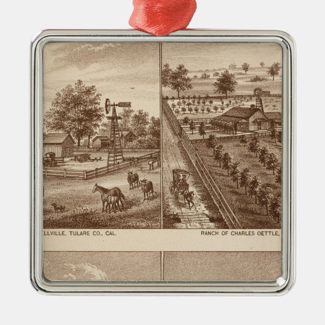 Ranches, stables, Tulare Co, Cal Metal Ornament (Front)